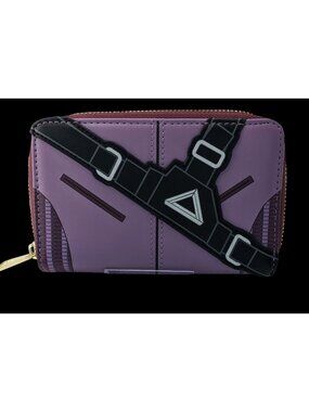 Marvel Studios Loungefly Hawkeye Faux Leather Wallet Purple 6.5x4x1 Gold Zipper